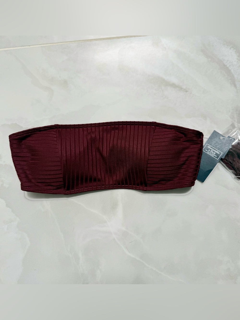 Abercrombie & Fitch Bandeau Strapless Ribbed Bikini Top - Burgundy